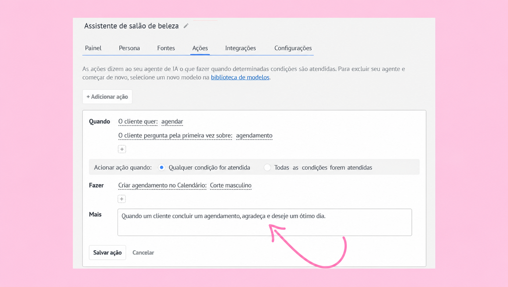 Instructions for scheduling appointments in a beauty salon assistant interface.